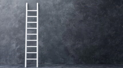 White ladder leaning against a gray wall perfect for home improvement or emergency escape scenarios