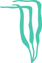 Three stylized light green seaweed plants growing gracefully underwater, creating a serene and natural marine scene that embodies tranquility and the beauty of ocean life