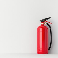 Obraz premium Red fire extinguisher on a white surface with fire extinguisher stand realistic photography