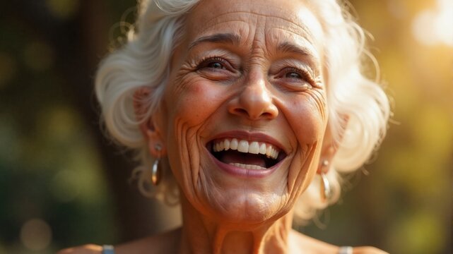 Portrait of a 70-year-old smiling woman