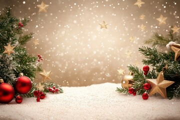 Festive Holiday Decorations with Copy Space