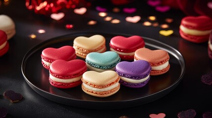 Heart shaped macarons ready to valentine
