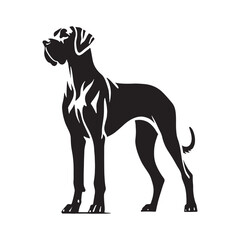 Obraz premium Majestic Great Dane silhouette capturing elegance and power - Great Dane illustration - minimal Great Dane vector - dog silhouette 