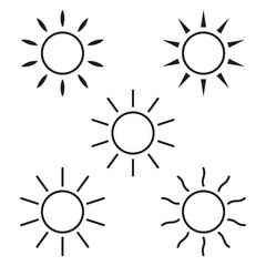 Sun icon. Solar energy symbol. Bright light shape. Vector illustration.