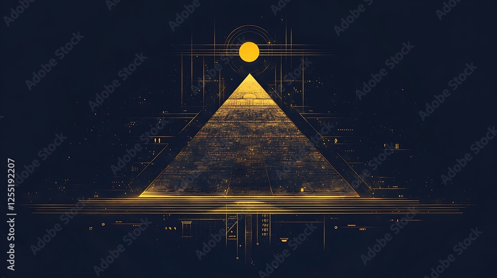 Poster abstract pyramid in a dark space. possible use background