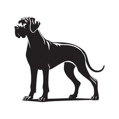 Well-defined Great Dane silhouette featuring a sleek and confident posture - Great Dane illustration - minimal Great Dane vector - dog silhouette
