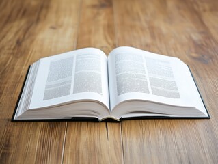 Obraz premium Open book resting on wooden table with blank pages ready for notes. Generative AI