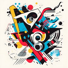 Abstract Composition of Shapes and Colors, Background, Graphic Design