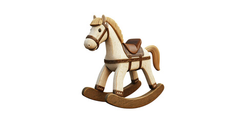 Wooden rocking horse toy isolated on transparent background