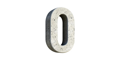 Concrete number zero sculpture isolated on transparent background