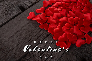 Red Hearts on Wooden Background with Happy Valentine’s Day Message