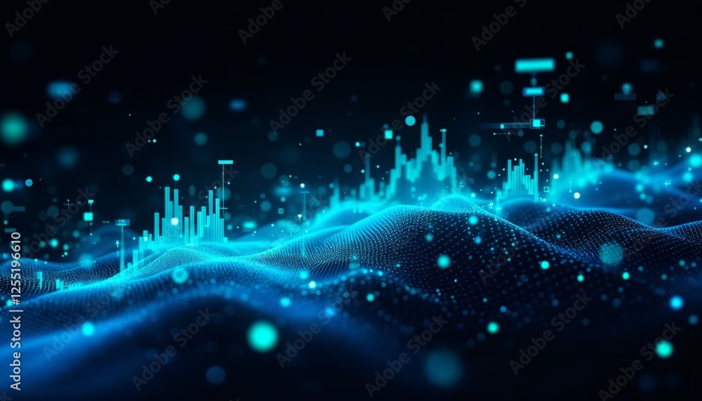 Aufkleber digital landscape of data visualization showing market trends and technology