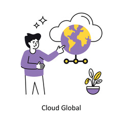 Cloud Global Concept vector illustration.  isolated on white Background.