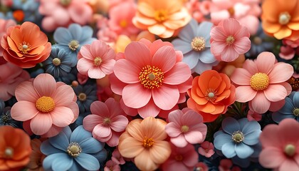 Obraz premium Vibrant Pink and Blue Flower Arrangement with Delicate Petals