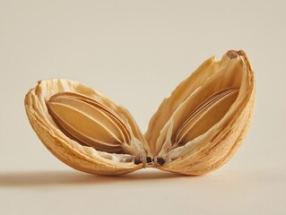 Open Milkweed Pod Displays Seeds, Ready for Dispersal on Neutral Tone