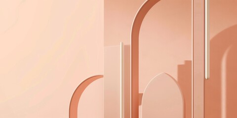 A minimalist aesthetic featuring a soft peachy beige backdrop, Minimalist design elements arranged asymmetrically, Contemporary minimalist style