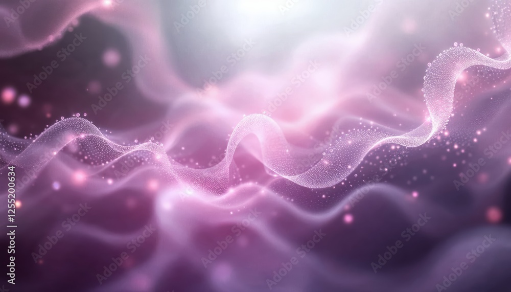 Poster dreamlike flow, abstract visualization of delicate gradient and luminous sparks