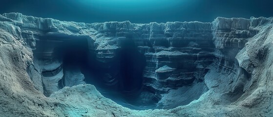 Underwater X-Ray View Exhibiting Sedimentary Rock Formations in Aquifer