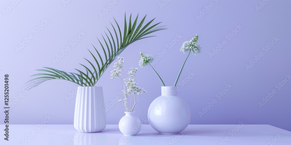 Poster a minimalist aesthetic featuring a soft periwinkle backdrop, minimalist design elements arranged sym