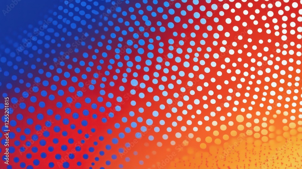 Poster vibrant gradient dots pattern in blue and red background