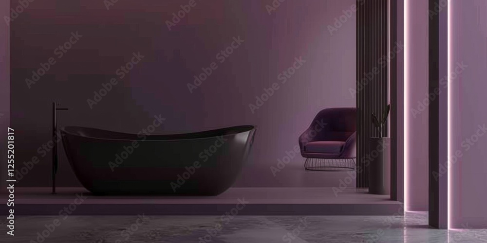 Poster a minimalist aesthetic featuring a soft plum backdrop, minimalist design elements arranged symmetric