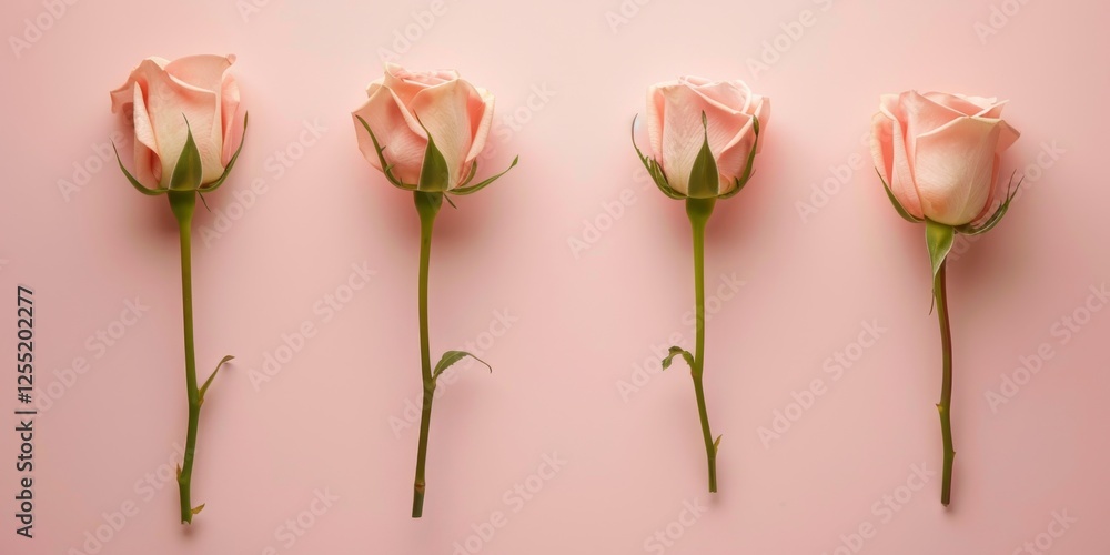 Poster a minimalist aesthetic featuring a soft rose backdrop, minimalist design elements arranged symmetric