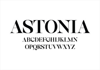 Astonia font for logo and headline. Isolated vector typeset
