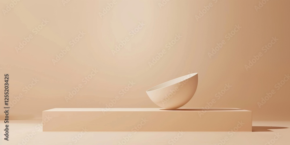 Poster a minimalist aesthetic featuring a soft tan backdrop, minimalist design elements arranged symmetrica