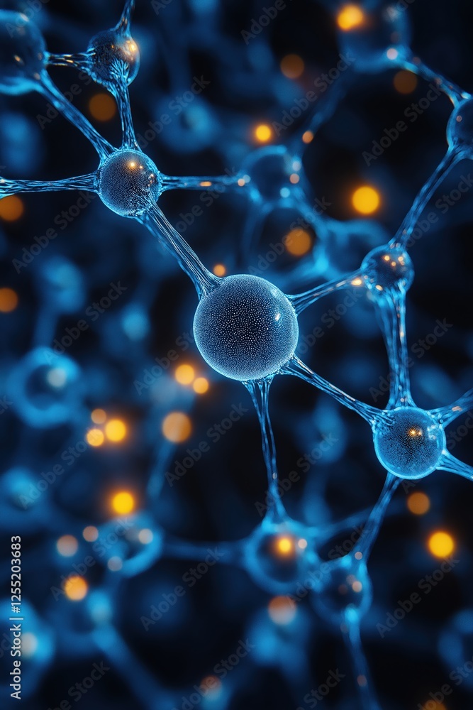 Poster neural network growing and connecting with data, creating artificial intelligence
