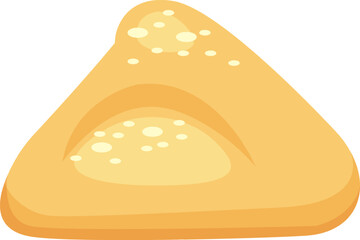 Close up of a golden brown, triangular piece of bread, adorned with sesame seeds, resting against a white backdrop, emphasizing the texture and simplicity of the baked good
