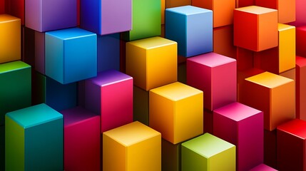 Naklejka premium Abstract colorful 3D geometric blocks background. Use digital graphic design