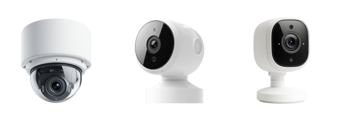 Home office tech installing indoor surveillance cameras for security