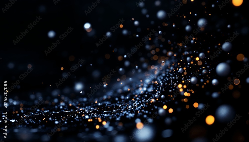 Poster elegant network of luminous points drifting in an ethereal deep space atmosphere