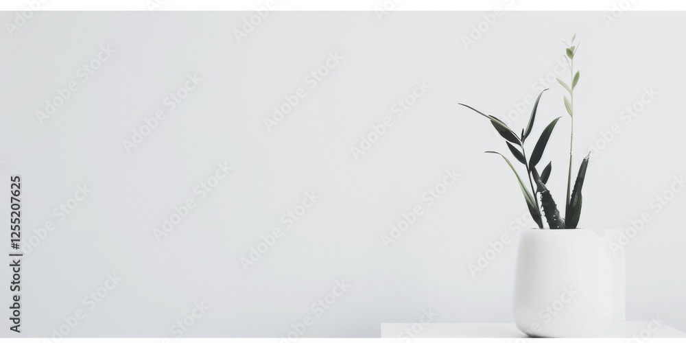 Poster A minimalist aesthetic with a stark white backdrop, Clean lines and minimalist shapes in a balanced composition, Modern minimalist style