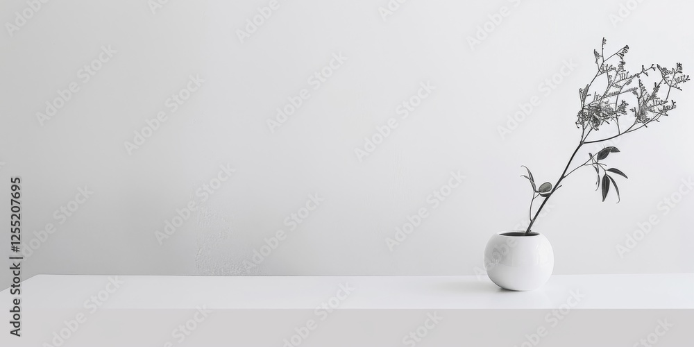Poster A minimalist aesthetic with a stark white backdrop, Clean lines and minimalist shapes in a balanced composition, Modern minimalist style