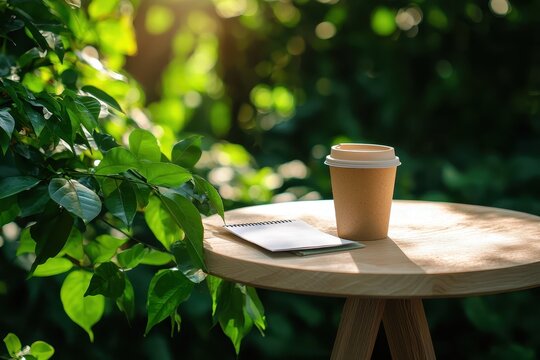 Wooden Round Table Inviting Community Discussions in Park Setting