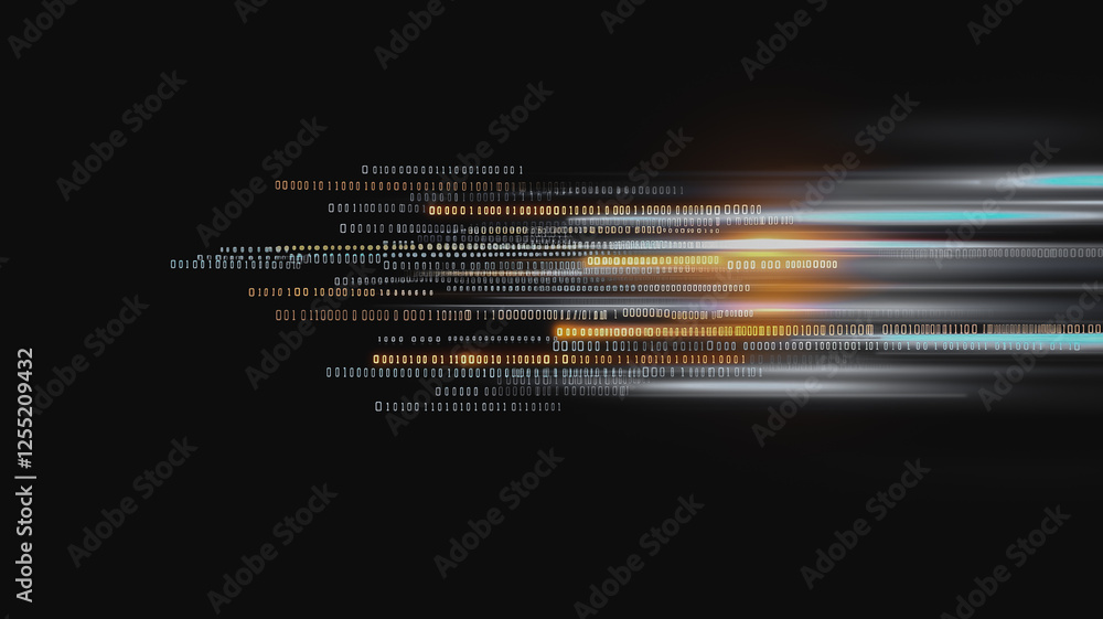 Poster abstract digital stream: a mesmerizing abstract stream of data and code streaks across a black backg