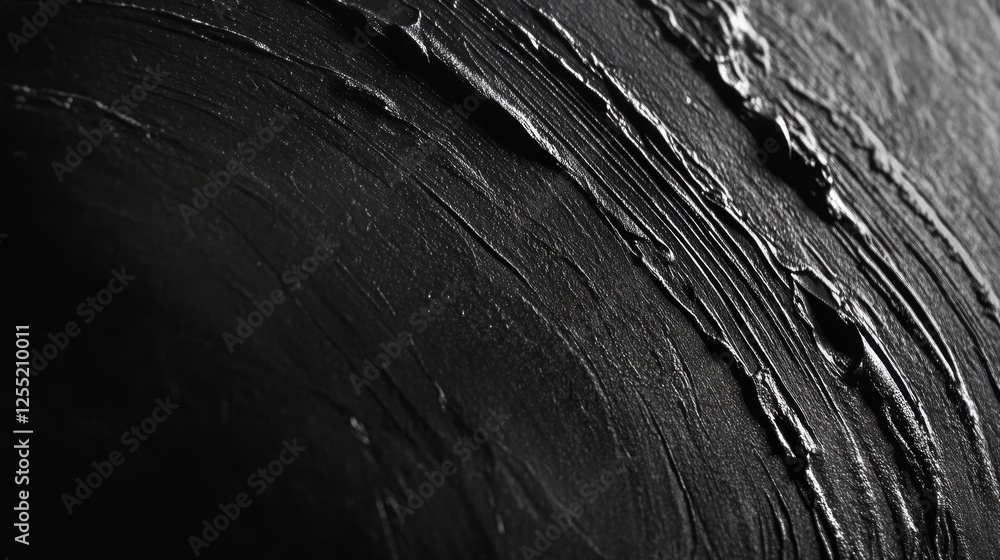 Poster black and white abstract texture with circular patterns of paint, showcasing artistic design and sur