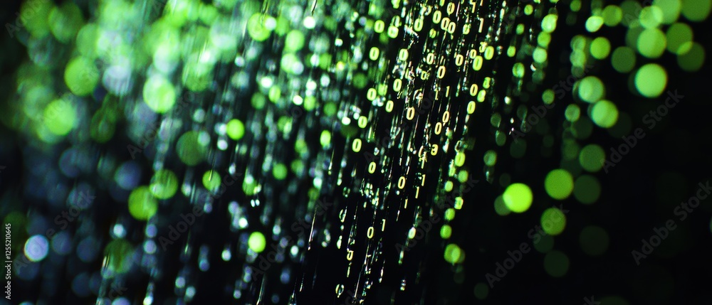 Aufkleber bokeh lights in vibrant green hues with a dark background creating a mesmerizing abstract pattern, i