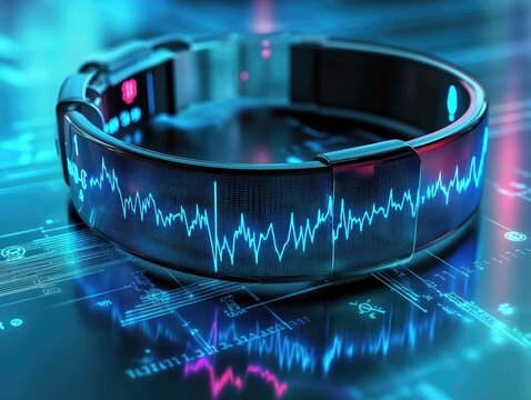 Advanced Health Monitoring Smart Bracelet Displaying Real-Time Data