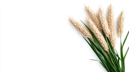 Fototapeta premium Dried Grasses Bouquet Against White Background