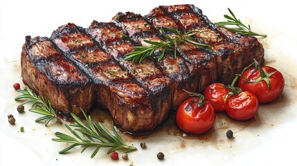grilled beef steaks isolated on transparent background