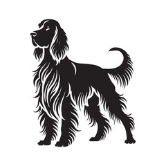 Contemporary Irish Setter silhouette with a smooth and crisp outline - Irish Setter illustration - minimal Irish Setter vector - dog silhouette
