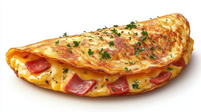 ham and cheese omelette isolated on transparent background catoon style