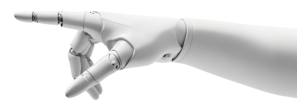 PNG Robot hand pointing white intelligence technology.