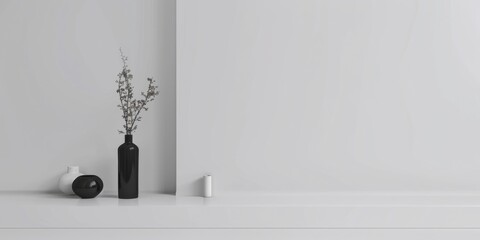 Obraz premium A minimalist composition featuring a stark white backdrop, Abstract minimalistic design with minimal typography, Contemporary minimalist style