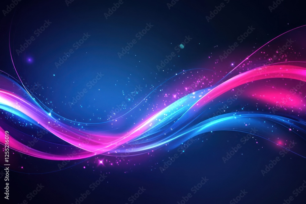 Aufkleber abstract vibrant waves of pink and blue light swirl across a dark background, creating a dynamic vis