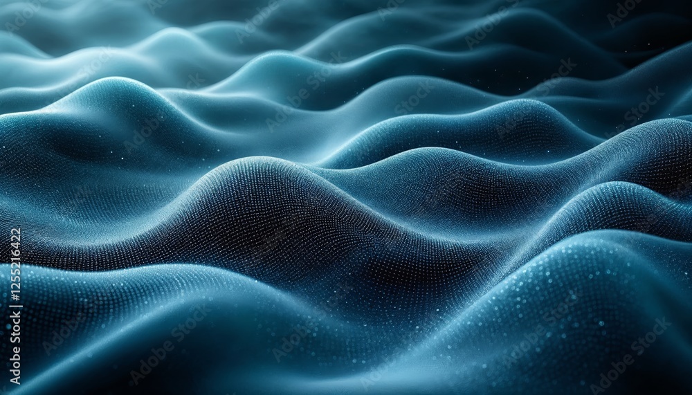 Poster ethereal waves an abstract blue landscape of sparkling undulating forms