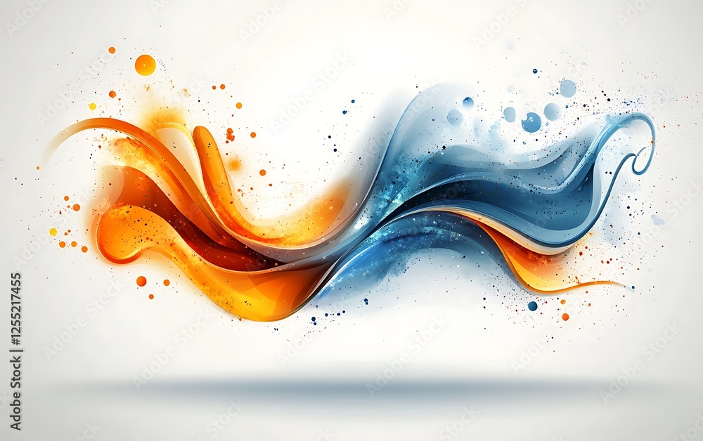 Aufkleber abstract waves of orange and blue, dynamic design, graphic element