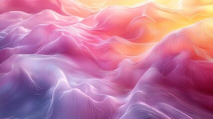 Vibrant abstract landscape with flowing waves of pink and orange hues, evoking a sense of tranquility and creativity for modern design projects.